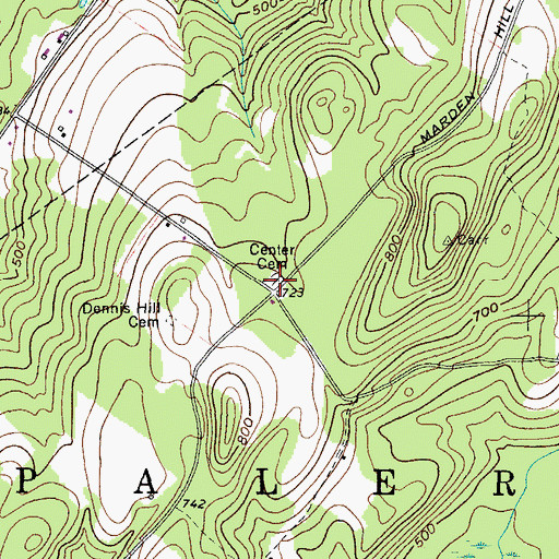 Topographic Map of Center Cemetery, ME