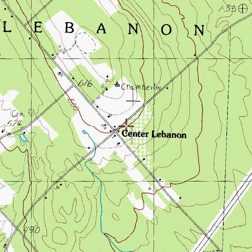 Topographic Map of Center Lebanon, ME