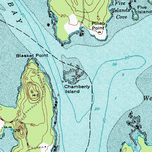 Topographic Map of Chamberly Island, ME