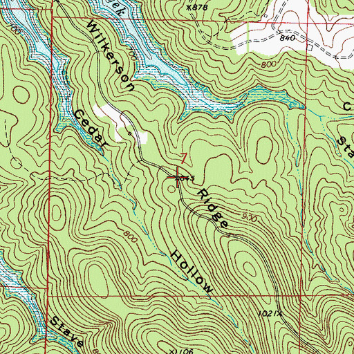 Topographic Map of Wilkerson Ridge, AR