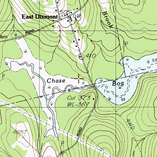 Topographic Map of Chase Bog, ME