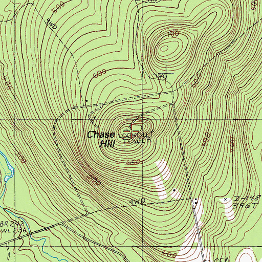 Topographic Map of Chase Hill, ME