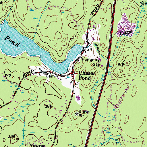 Topographic Map of Chases Pond, ME