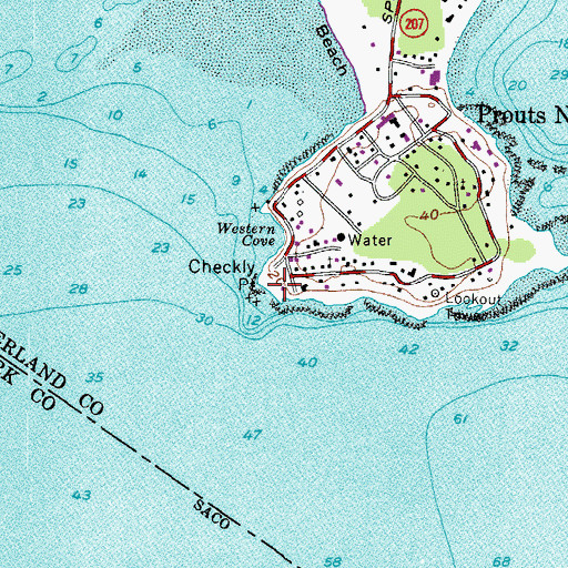 Topographic Map of Checkly Point, ME