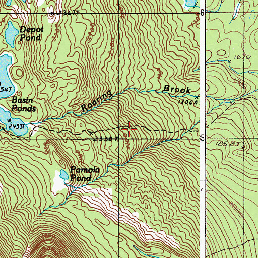 Topographic Map of Chimney Pond Trail, ME