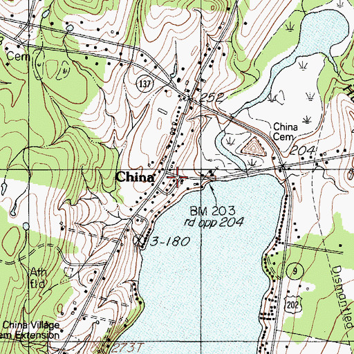 Topographic Map of China, ME
