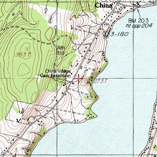 Topographic Map of China Village Cemetery Extension, ME