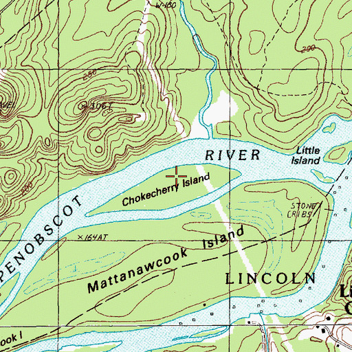 Topographic Map of Chokecherry Island, ME