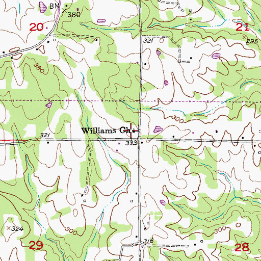 Topographic Map of Williams Church, AR