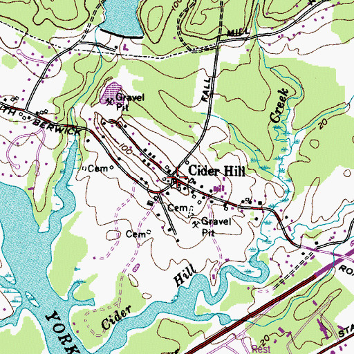 Topographic Map of Cider Hill, ME