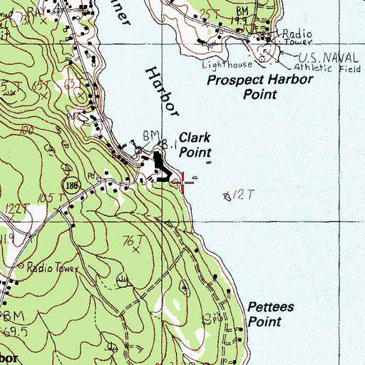 Topographic Map of Clark Point, ME