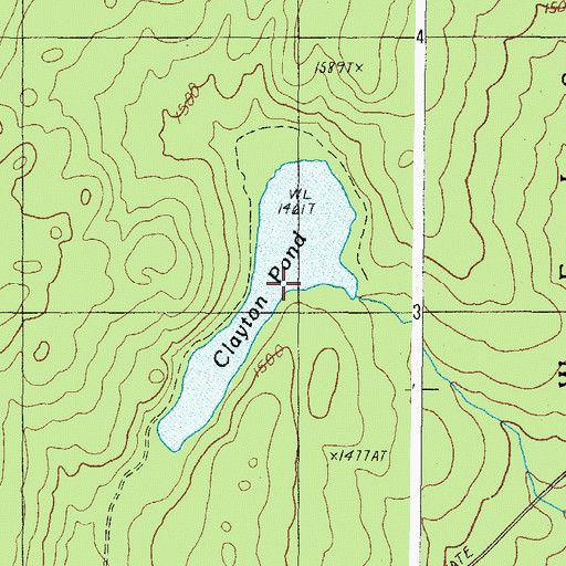 Topographic Map of Clayton Pond, ME
