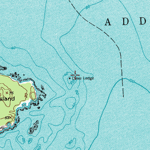 Topographic Map of Coles Ledge, ME