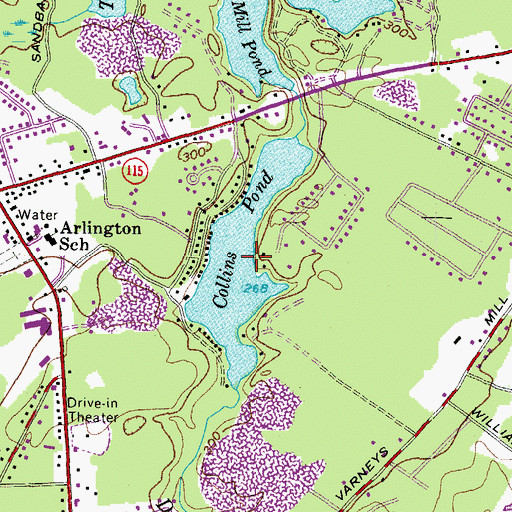 Topographic Map of Collins Pond, ME