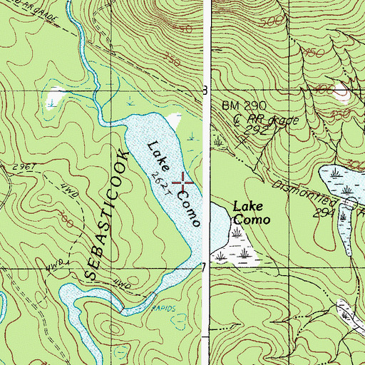 Topographic Map of Lake Como, ME
