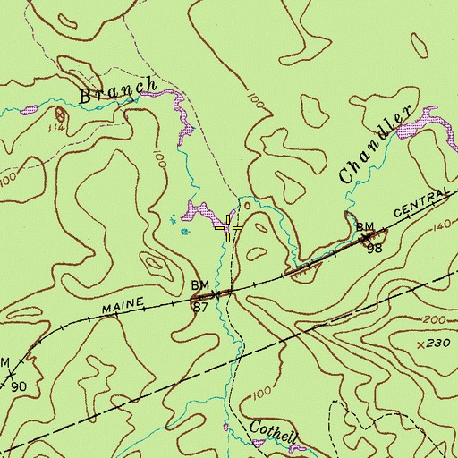 Topographic Map of Cothell Meadow Brook, ME