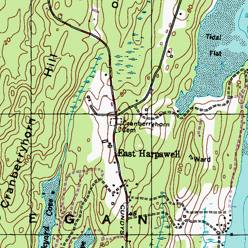 Topographic Map of Cranberryhorn Cemetery, ME
