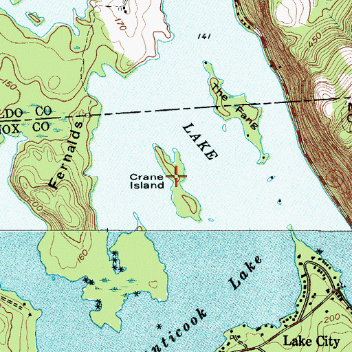 Topographic Map of Crane Island, ME