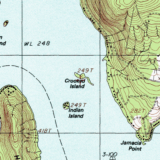 Topographic Map of Crooked Island, ME