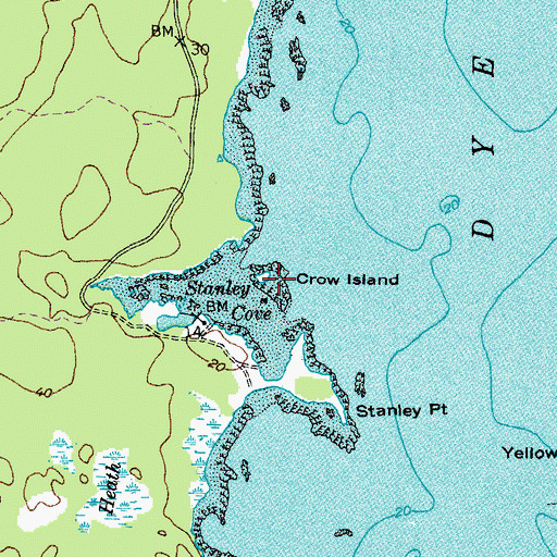 Topographic Map of Crow Island, ME