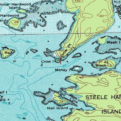 Topographic Map of Crow Island, ME