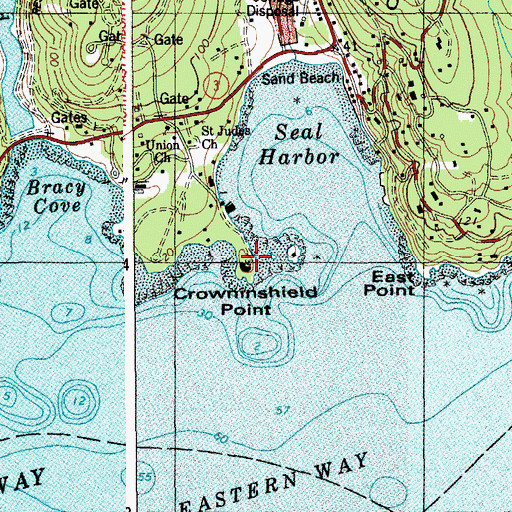Topographic Map of Crowninshield Point, ME