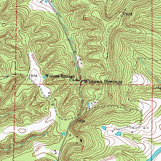 Topographic Map of Winona Springs, AR