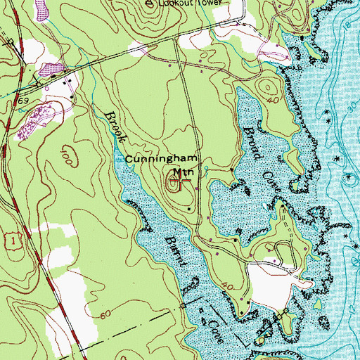 Topographic Map of Cunningham Mountain, ME