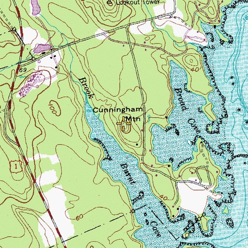 Topographic Map of Cunningham Mountain, ME
