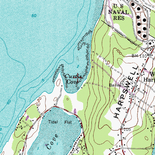 Topographic Map of Curtis Cove, ME