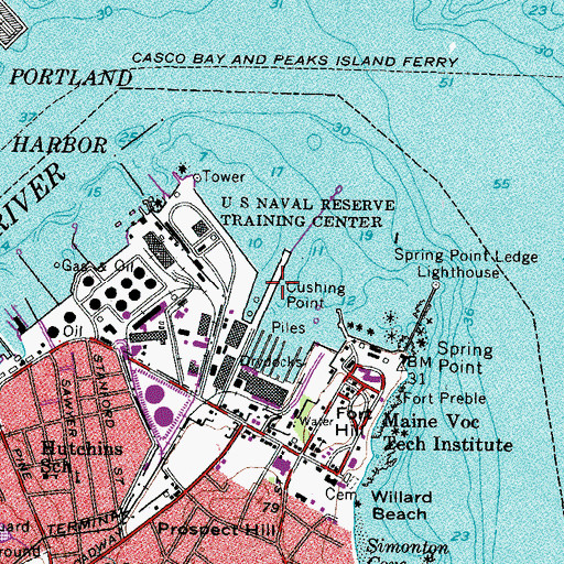Topographic Map of Cushing Point, ME
