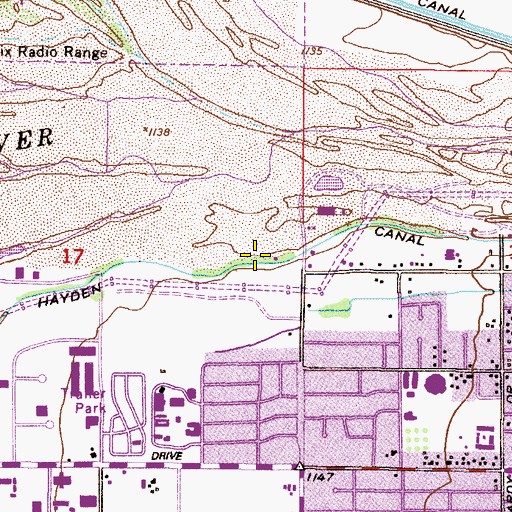 Topographic Map of Hayden Canal, AZ