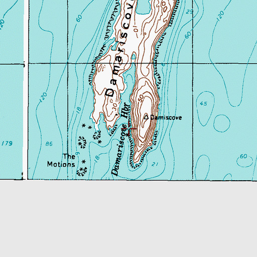 Topographic Map of Damariscove Harbor, ME