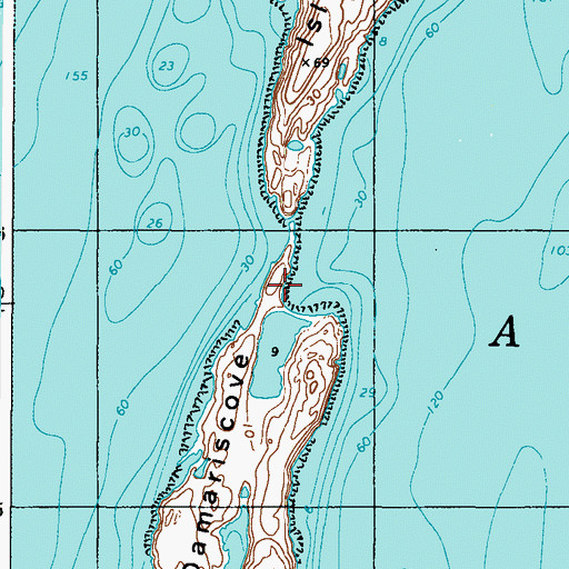 Topographic Map of Damariscove Island, ME