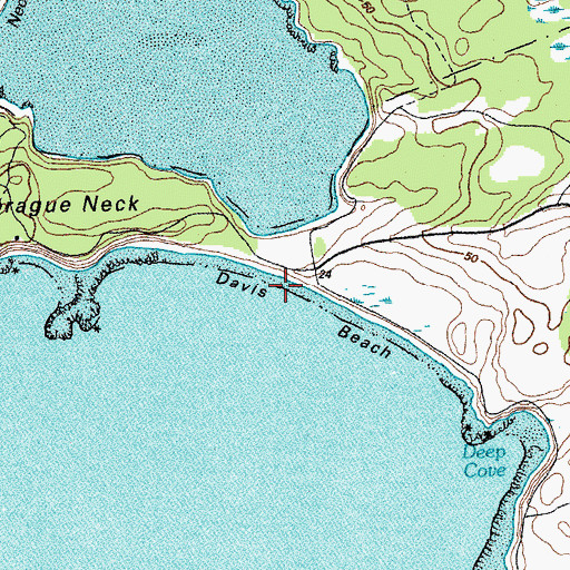 Topographic Map of Davis Beach, ME
