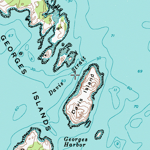 Topographic Map of Davis Strait, ME