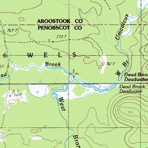 Topographic Map of Dead Brook, ME