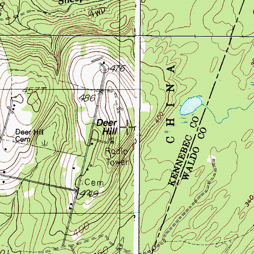 Topographic Map of Deer Hill, ME
