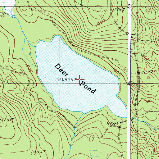 Topographic Map of Deer Pond, ME