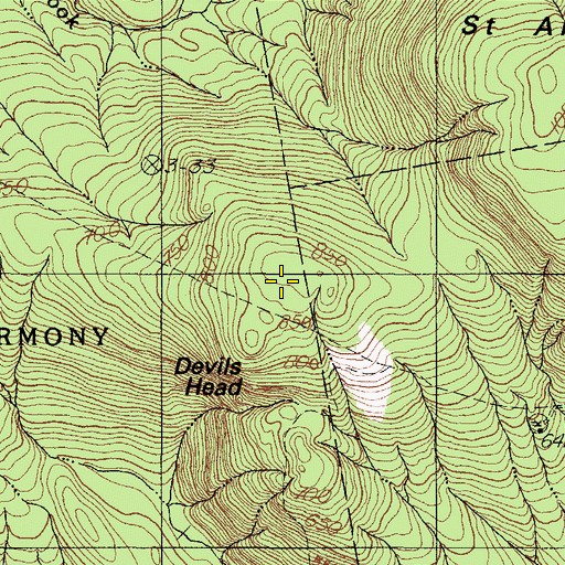 Topographic Map of Devils Head, ME