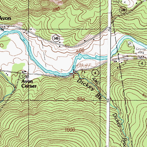 Topographic Map of Dickey Brook, ME