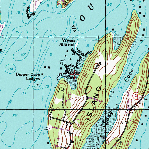 Topographic Map of Dipper Cove, ME
