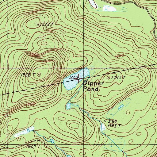 Topographic Map of Dipper Pond, ME