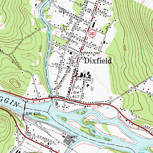 Topographic Map of Dixfield, ME