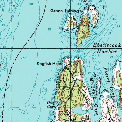 Topographic Map of Dogfish Head, ME