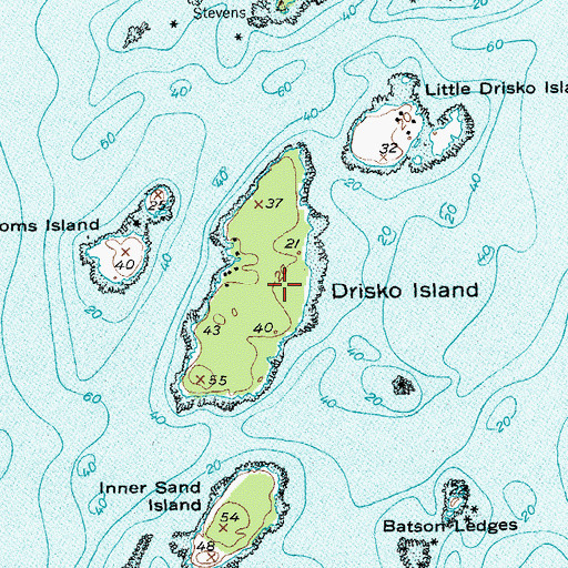 Topographic Map of Drisko Island, ME