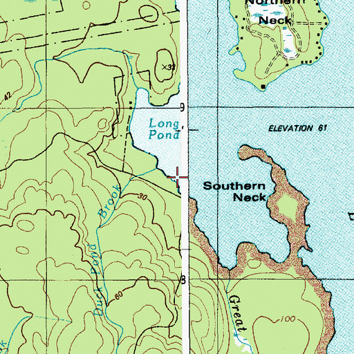 Topographic Map of Duck Pond Brook, ME