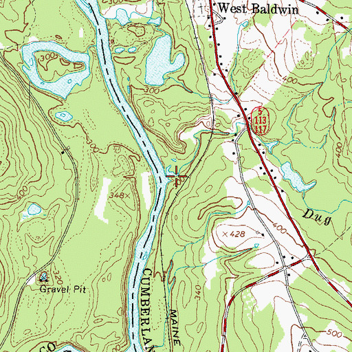 Topographic Map of Dug Hill Brook, ME
