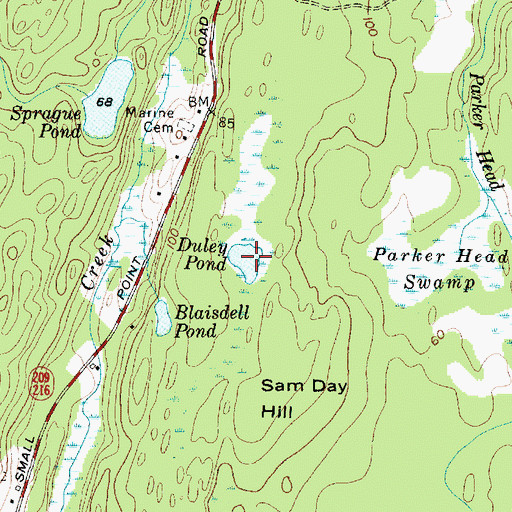 Topographic Map of Duley Pond, ME