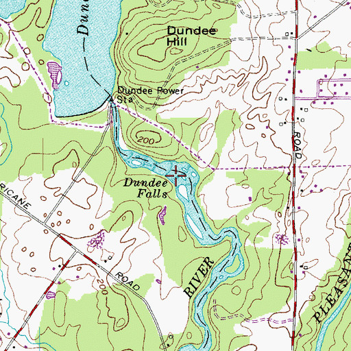 Topographic Map of Dundee Falls, ME